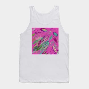 Watercolor Leaves in Pink Magenta Purple Teal Blue Green Tank Top